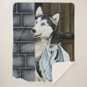 Husky Hond Witte Draak Avontuur Sherpa Deken (Voorkant)