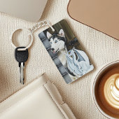 Husky Hond Witte Draak Avontuur Sleutelhanger