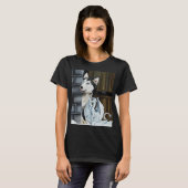 Husky Hond Witte Draak Avontuur T-shirt (Voorkant volledig)