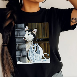 Husky Hond Witte Draak Avontuur T-shirt