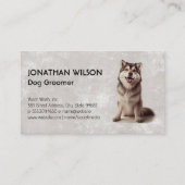 Husky-hond zittend | Dierenverzorging Visitekaartje (Voorkant)