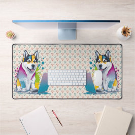 Husky Hondencomputer Rainbow Waterverf Tech Savvy Bureaumat