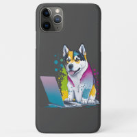 Husky Hondencomputer Rainbow Waterverf Tech Savvy