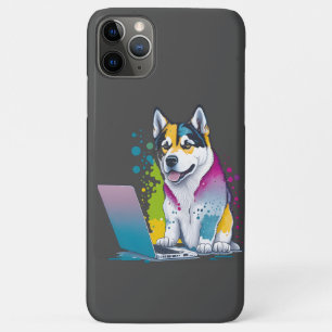 Husky Hondencomputer Rainbow Waterverf Tech Savvy Case-Mate iPhone Case