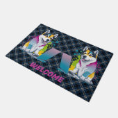 Husky Hondencomputer Rainbow Waterverf Tech Savvy Deurmat (Schuin)