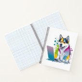 Husky Hondencomputer Rainbow Waterverf Tech Savvy Notitieboek (Binnen)