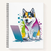 Husky Hondencomputer Rainbow Waterverf Tech Savvy Notitieboek (Voorkant)