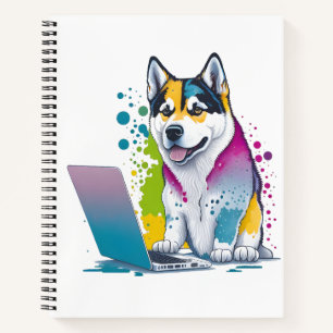 Husky Hondencomputer Rainbow Waterverf Tech Savvy Notitieboek