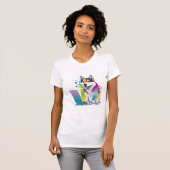 Husky Hondencomputer Rainbow Waterverf Tech Savvy T-shirt (Voorkant volledig)