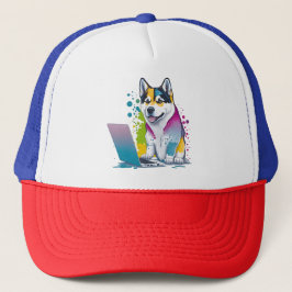 Husky Hondencomputer Rainbow Waterverf Tech Savvy Trucker Pet