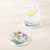 Husky Hondencomputer Rainbow Waterverf Tech Savvy Zandsteen Onderzetter (Zijkant)