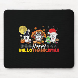 Husky Hondenliefhebber Happy HalloThanksmas Happy Muismat