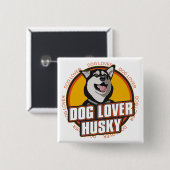 Husky Hondenliefhebber Vierkante Button 5,1 Cm (Voorkant /achterkant)