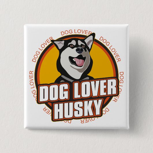 Husky Hondenliefhebber Vierkante Button 5,1 Cm (Voorkant)