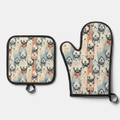 Husky hondenpatroon ovenwant & pannenlap set (Voorkant)