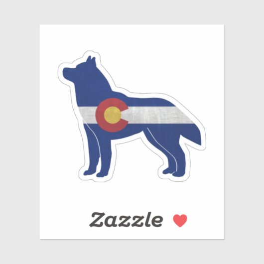 Husky Hondenras Colorado Flag Silhouette Sticker (Vel)