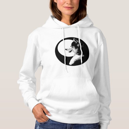 Husky Hoodie Shirt Hooded Sweatshirt Sled Dog Top (Voorkant)