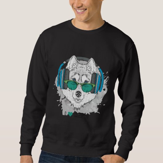 Husky houdt van Muziek Trui (Voorkant)