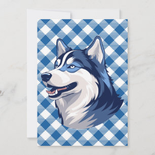 Husky Howlers Husky Dog Power Logo Blauw Feestdagenkaart