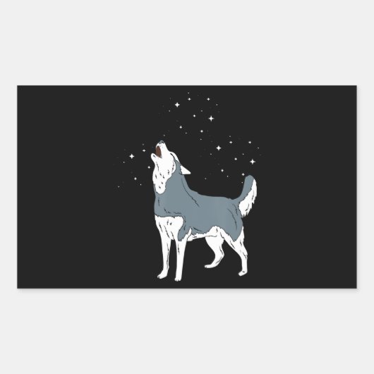 Husky | Howling Siberian Husky Puppy Hondenliefheb Rechthoekige Sticker (Voorkant)