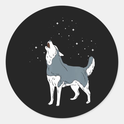 Husky | Howling Siberian Husky Puppy Hondenliefheb Ronde Sticker (Voorkant)