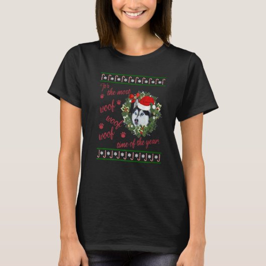 Husky  Husky Dog  Husky Christmas T-shirt (Voorkant)