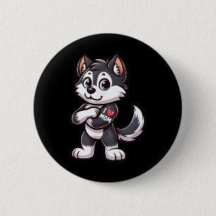 Husky I Love Mom Funny Dog Tattoo Ronde Button 5,7 Cm