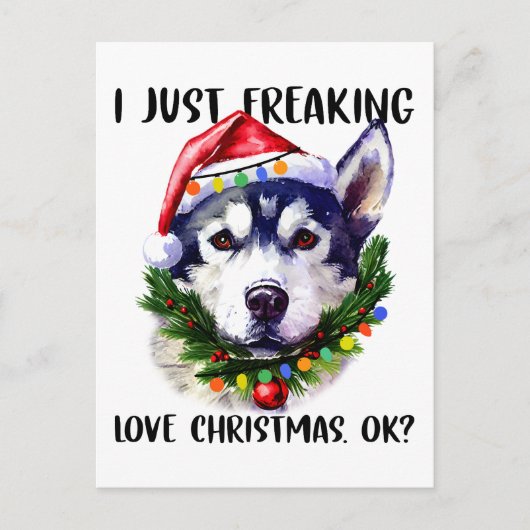 Husky, ik ben gewoon dol op Kerstmis. Briefkaart (Voorkant)