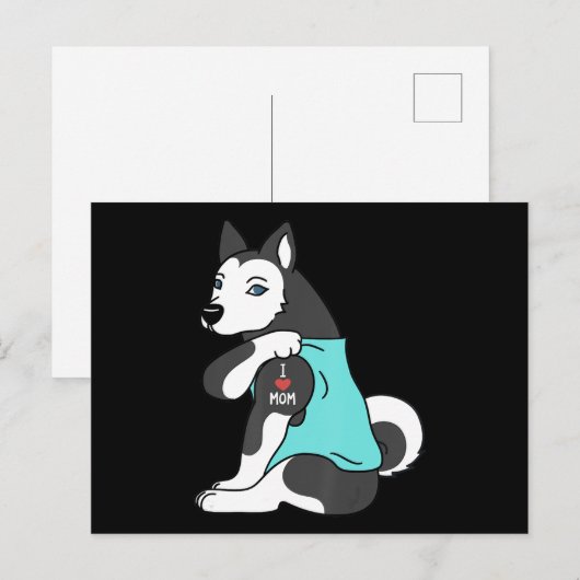 Husky | Ik hou van mama tatoeage Husky grappige mo Feestdagenkaart (Voorkant / Achterkant)