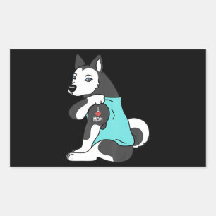 Husky Ik hou van Tattoo Husky Funny Mors Day Dog Rechthoekige Sticker