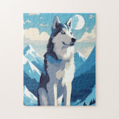Husky in de besneeuwde bergen legpuzzel (Verticaal)