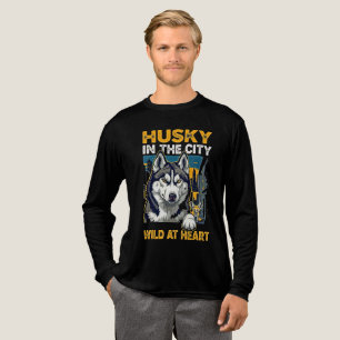 Husky in de stad Wild in hart en nieren Urban Hond Tri-Blend Shirt