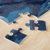 Husky in een besneeuwd bos tijdens de winter legpuzzel (Zijkant)