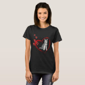 Husky in een hart Husky liefde T-shirt (Voorkant volledig)