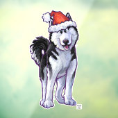 Husky in een Santa Hat Window Cling Raamsticker (Vel 3)