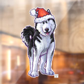 Husky in een Santa Hat Window Cling Raamsticker (Vel 2)