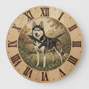 Husky in lentepark wandklok
