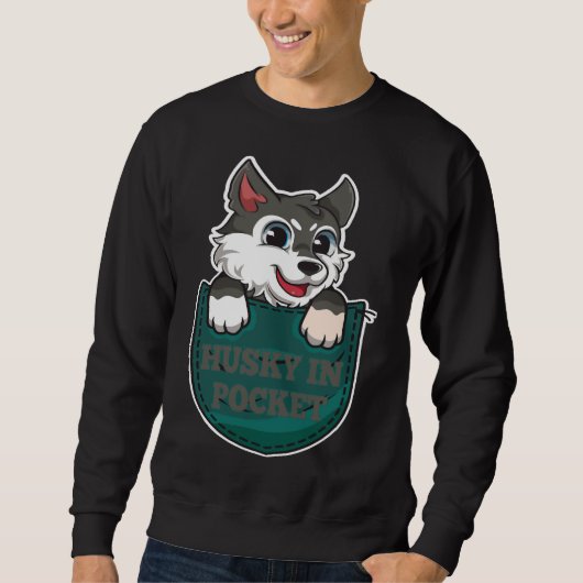 Husky in Pocket Trui (Voorkant)