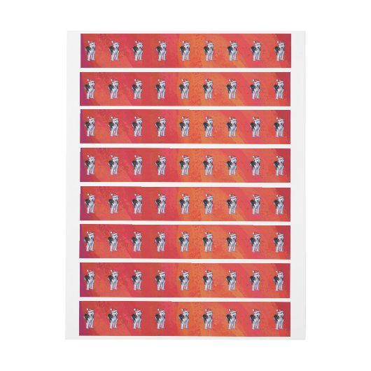 Husky in Santa Hat op Red Adreslabel Wikkel (Vel)