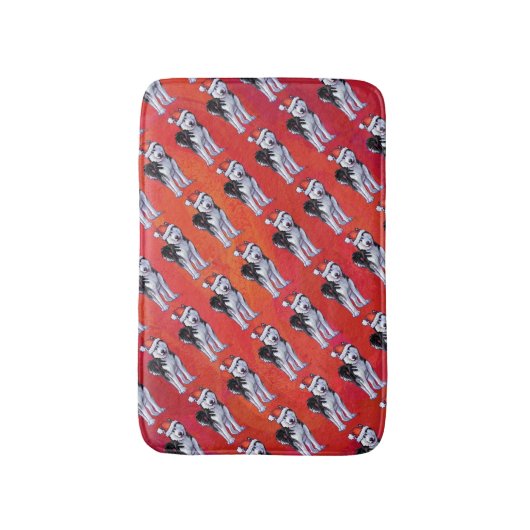 Husky in Santa Hat op Red Badmat (Voorkant Verticaal)