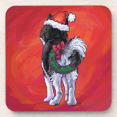 Husky in Santa Hat op Red Bier Onderzetter (Voorkant)
