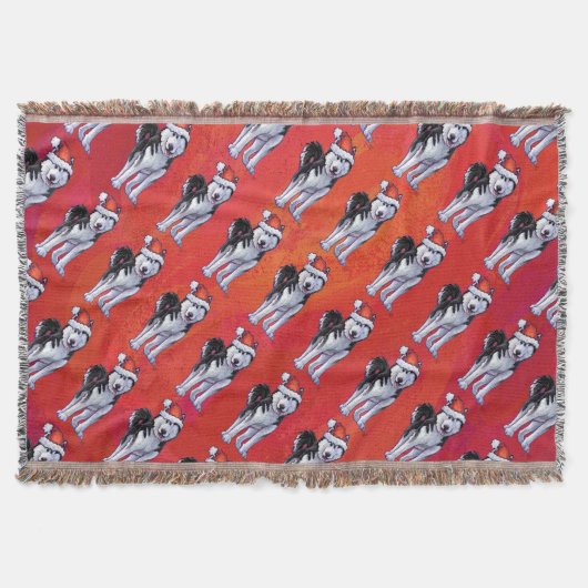 Husky in Santa Hat op Red Deken (Voorkant)