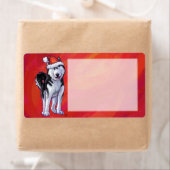 Husky in Santa Hat op Red Etiket (Insitu)