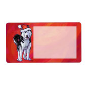 Husky in Santa Hat op Red Etiket (Voorkant)