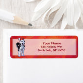 Husky in Santa Hat op Red Etiket (Insitu)