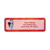 Husky in Santa Hat op Red Etiket (Voorkant)