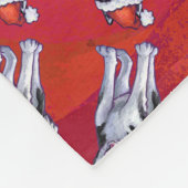 Husky in Santa Hat op Red Fleece Deken (Hoek)