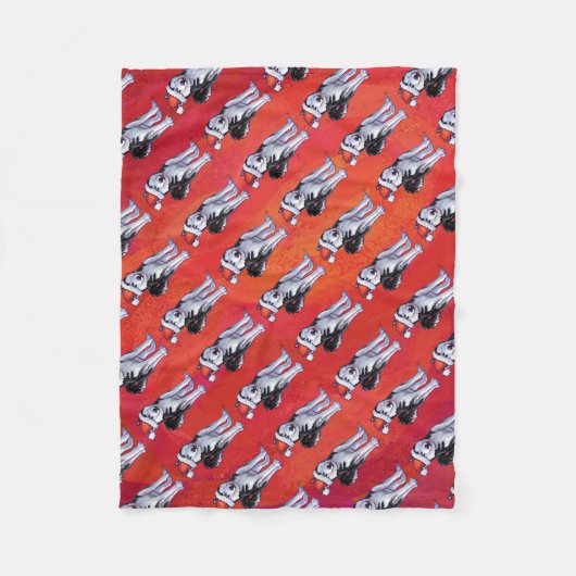 Husky in Santa Hat op Red Fleece Deken (Voorkant)