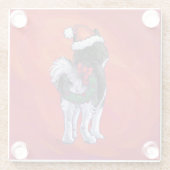 Husky in Santa Hat op Red Glazen Onderzetter (Achterkant)