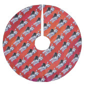 Husky in Santa Hat op Red Kerstboom Rok (Voorkant)